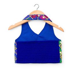 Babyhug Net Woven Sleeveless Halter Neck Embroidered Choli with Shimmer Lehenga & Dupatta Set - Pink & Green
