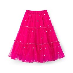 Babyhug Net Woven Sleeveless Halter Neck Embroidered Choli with Shimmer Lehenga & Dupatta Set - Pink & Green