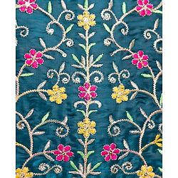 Babyhug Half Sleeves Floral Embroidered  Choli Lehenga & Dupatta Set - Teal