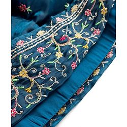 Babyhug Half Sleeves Floral Embroidered  Choli Lehenga & Dupatta Set - Teal