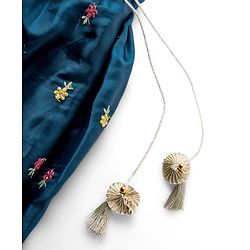 Babyhug Half Sleeves Floral Embroidered  Choli Lehenga & Dupatta Set - Teal
