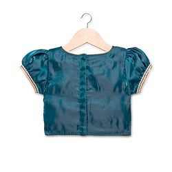 Babyhug Half Sleeves Floral Embroidered  Choli Lehenga & Dupatta Set - Teal