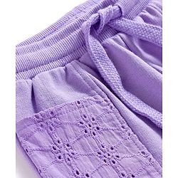 Babyhug Disney Terry Knit Full Length Lounge Pant With Minnie Mouse Graphics & Schiffli Pocket Detailing - Lavender