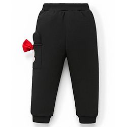 Babyhug Disney Terry Knit Trackpant with Minnie Mouse Graphics and Applique Detailing - Black