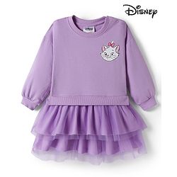 Babyhug Disney Terry Knit Drop Shoulder Full Sleeves Oversized Frock With Front and Back Marie & Friends Graphics - Lavender