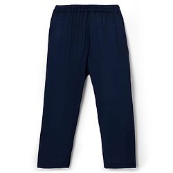 Babyhug Woven Full Sleeves Solid Kurta Payjama Set with Embroidered Jacket - Navy