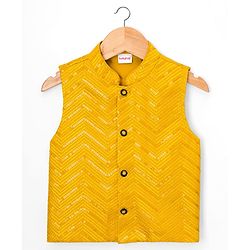 Babyhug Woven Full Sleeves Solid Kurta Payjama Set with Embroidered Jacket - Navy