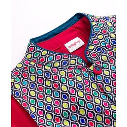 Babyhug Woven Full Sleeves Kurta Pajama & Embriodered Jacket Set - Red