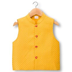 Babyhug Cotton Blend Woven Full Sleeves Kurta Pajama Set with Embroidered Jacket - Dark Pink