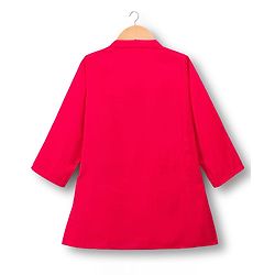 Babyhug Cotton Blend Woven Full Sleeves Kurta Pajama Set with Embroidered Jacket - Dark Pink