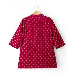 Babyhug Woven Full Sleeves Floral Foil Printed Kurta Pajama  Set- Maroon
