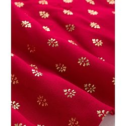 Babyhug Woven Full Sleeves Kurta Pajama Set With Floral Foil Print - Red