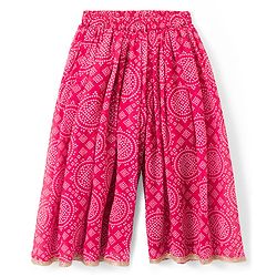 Babyhug Rayon Woven Frill Sleeves Printed Kurti Sharara with Dupatta - Dark Pink