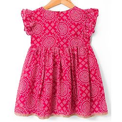 Babyhug Rayon Woven Frill Sleeves Printed Kurti Sharara with Dupatta - Dark Pink