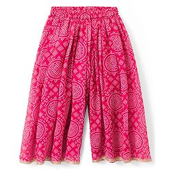 Babyhug Rayon Woven Frill Sleeves Printed Kurti Sharara with Dupatta - Dark Pink