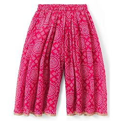 Babyhug Rayon Woven Frill Sleeves Printed Kurti Sharara with Dupatta - Dark Pink