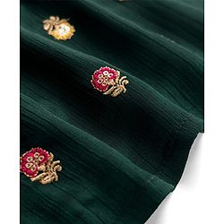 Babyhug Brocade Woven Full Sleeves Kurta Pajama Set with Floral Embroiderey -  Green