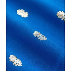 Babyhug Woven Full Sleeves Kurta Pajama Set With Floral Foil Print - Blue