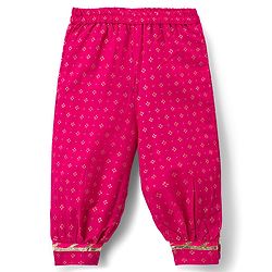 Babyhug Cotton Woven Three Fourth Sleeves Kurta Salwar Set With Floral Pint - Fuchsia
