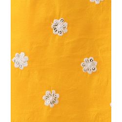 Babyhug Chanderi Woven Three Fourth Sleeves Kurta Sharara & Dupatta Set With Floral Embroidery - Yellow