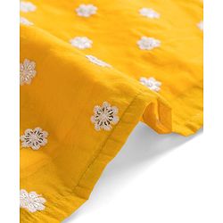 Babyhug Chanderi Woven Three Fourth Sleeves Kurta Sharara & Dupatta Set With Floral Embroidery - Yellow