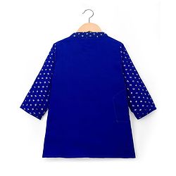 Babyhug Georgette Woven Full Sleeves Kurta Pajama Set With Sequin Detailing - Royal Blue