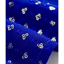 Babyhug Georgette Woven Full Sleeves Kurta Pajama Set With Sequin Detailing - Royal Blue