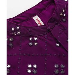 Babyhug Georgette Woven Full Sleeves Kurta Pajama Set With Mirror Embroidered - Purple