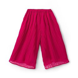 Babyhug Georgette Woven Top & Palazzo Set With Three Fourth Sleeves Embroidered Jacket - Fuchsia