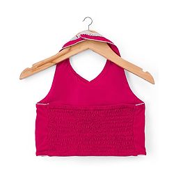 Babyhug Georgette Woven Top & Palazzo Set With Three Fourth Sleeves Embroidered Jacket - Fuchsia