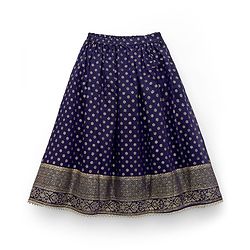 Babyhug Sleeveless Georgett Woven Foil Printed Choli Lahenga with Dupatta -  Navy