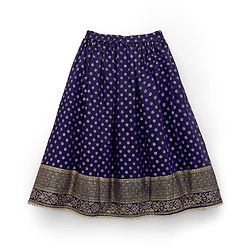 Babyhug Sleeveless Georgett Woven Foil Printed Choli Lahenga with Dupatta -  Navy