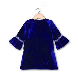 Babyhug Velvet Three Fourth Sleeves Embroidered Kurti Salwar Set with Dupatta - Royal Blue