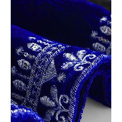 Babyhug Velvet Three Fourth Sleeves Embroidered Kurti Salwar Set with Dupatta - Royal Blue