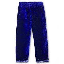 Babyhug Velvet Three Fourth Sleeves Embroidered Kurti Salwar Set with Dupatta - Royal Blue