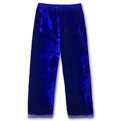 Babyhug Velvet Three Fourth Sleeves Embroidered Kurti Salwar Set with Dupatta - Royal Blue