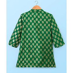 Babyhug Woven Full Sleeves Kurta Pajama Set With Floral Foil Print - Green