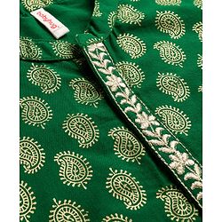 Babyhug Woven Full Sleeves Kurta Pajama Set With Floral Foil Print - Green