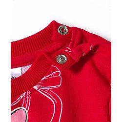 Babyhug Disney Single Jersey Knit Full Sleeves Frock With Minnie Mouse Graphics - Red