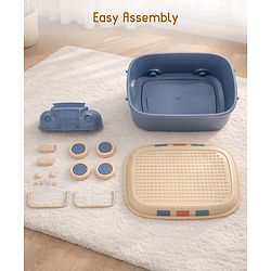 Babyhug Multipurpose Storage Box with Wheels for Kids Truck Theme - Classic Blue| Toy Storage Organizer with Pull Along Handle| Clip Lock Lid| Use as Ride-On & Building Block Tray| Kids Room Storage