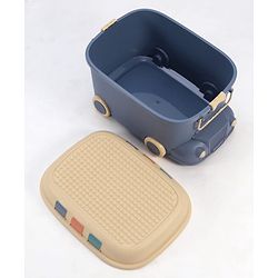 Babyhug Multipurpose Storage Box with Wheels for Kids Truck Theme - Classic Blue| Toy Storage Organizer with Pull Along Handle| Clip Lock Lid| Use as Ride-On & Building Block Tray| Kids Room Storage
