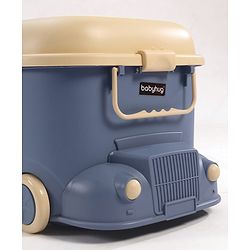 Babyhug Multipurpose Storage Box with Wheels for Kids Truck Theme - Classic Blue| Toy Storage Organizer with Pull Along Handle| Clip Lock Lid| Use as Ride-On & Building Block Tray| Kids Room Storage