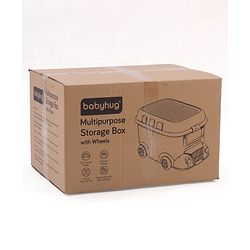 Babyhug Multipurpose Storage Box with Wheels for Kids Truck Theme - Classic Blue| Toy Storage Organizer with Pull Along Handle| Clip Lock Lid| Use as Ride-On & Building Block Tray| Kids Room Storage