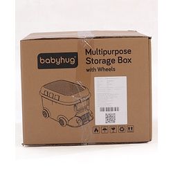Babyhug Multipurpose Storage Box with Wheels for Kids Truck Theme - Classic Blue| Toy Storage Organizer with Pull Along Handle| Clip Lock Lid| Use as Ride-On & Building Block Tray| Kids Room Storage