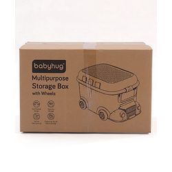 Babyhug Multipurpose Storage Box with Wheels for Kids Truck Theme - Classic Blue| Toy Storage Organizer with Pull Along Handle| Clip Lock Lid| Use as Ride-On & Building Block Tray| Kids Room Storage