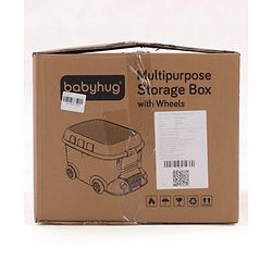 Babyhug Multipurpose Storage Box with Wheels for Kids Truck Theme - Classic Blue| Toy Storage Organizer with Pull Along Handle| Clip Lock Lid| Use as Ride-On & Building Block Tray| Kids Room Storage