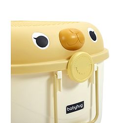 Babyhug Multipurpose Storage Box with Wheels for Kids Animal Theme Pastel Yellow| Toy Storage Organizer with Pull Along Handle| Clip Lock Lid| Use as Ride-On & Building Block Tray| Kids Room Storage