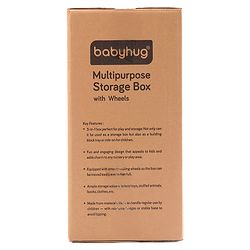 Babyhug Multipurpose Storage Box with Wheels for Kids Animal Theme Pastel Yellow| Toy Storage Organizer with Pull Along Handle| Clip Lock Lid| Use as Ride-On & Building Block Tray| Kids Room Storage
