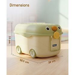 Babyhug Multipurpose Storage Box with Wheels for Kids Animal Theme Pastel Green| Toy Storage Organizer with Pull Along Handle| Clip Lock Lid| Use as Ride-On & Building Block Tray| Kids Room Storage