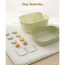 Babyhug Multipurpose Storage Box with Wheels for Kids Animal Theme Pastel Green| Toy Storage Organizer with Pull Along Handle| Clip Lock Lid| Use as Ride-On & Building Block Tray| Kids Room Storage